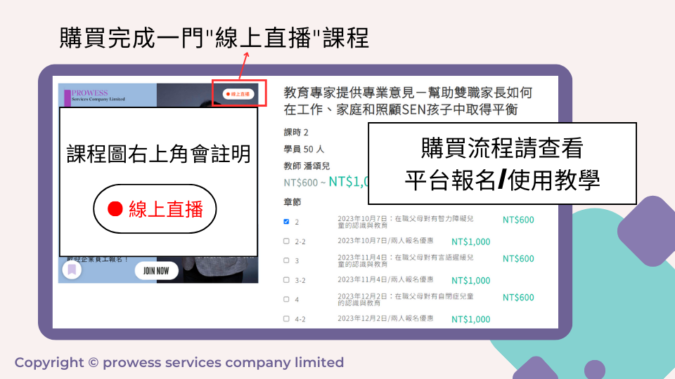 購買線上直播課程